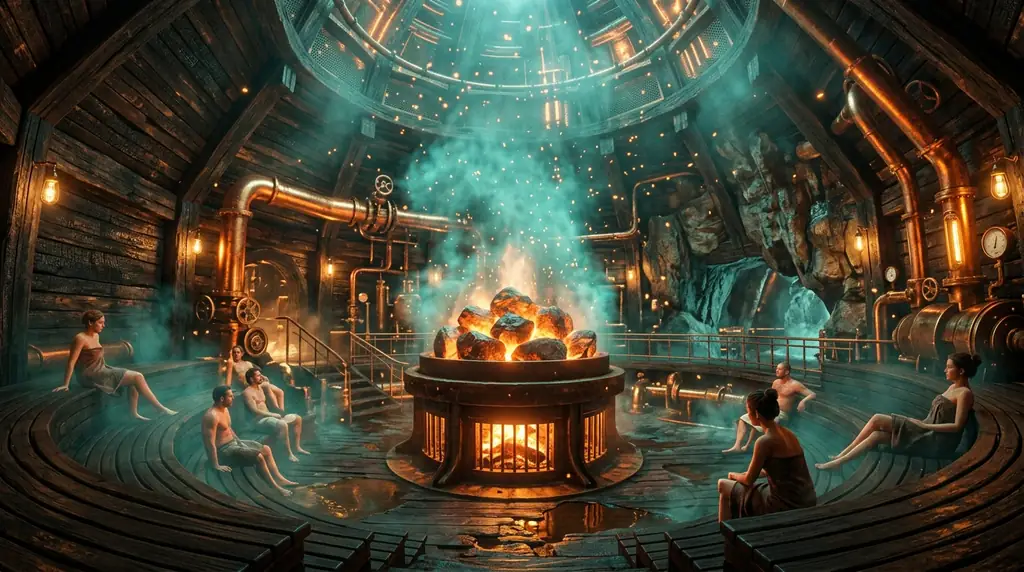 Steampunk sauna tausta